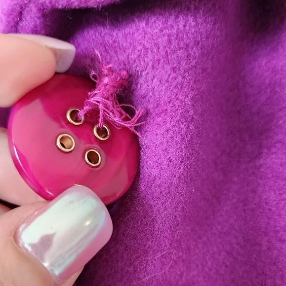 GF Ferre Purple/Pink Wool Button Front Long Coat Women's Size 28. - Picture 10 of 16